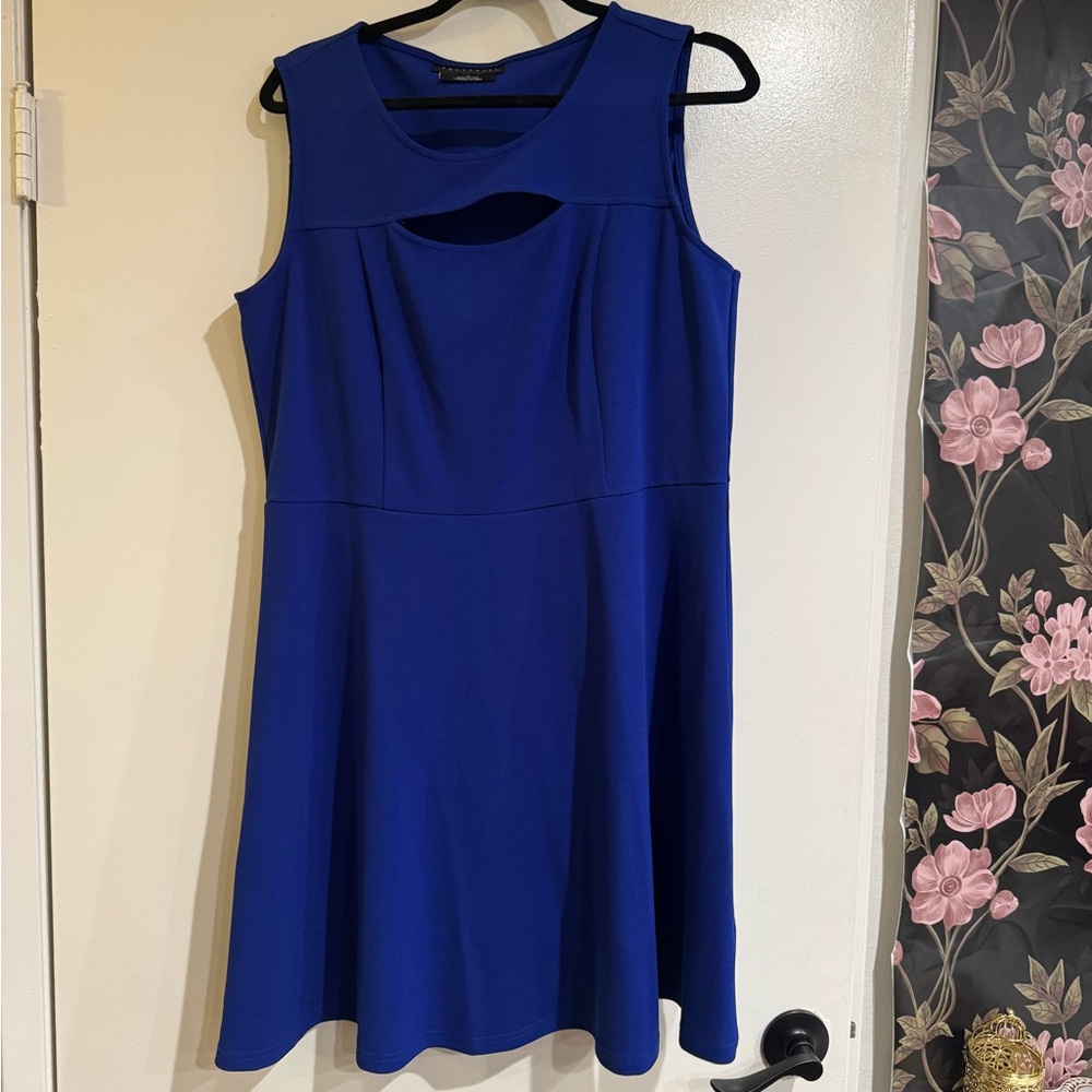 Royal Blue A-Line Mini Dress with Cutout